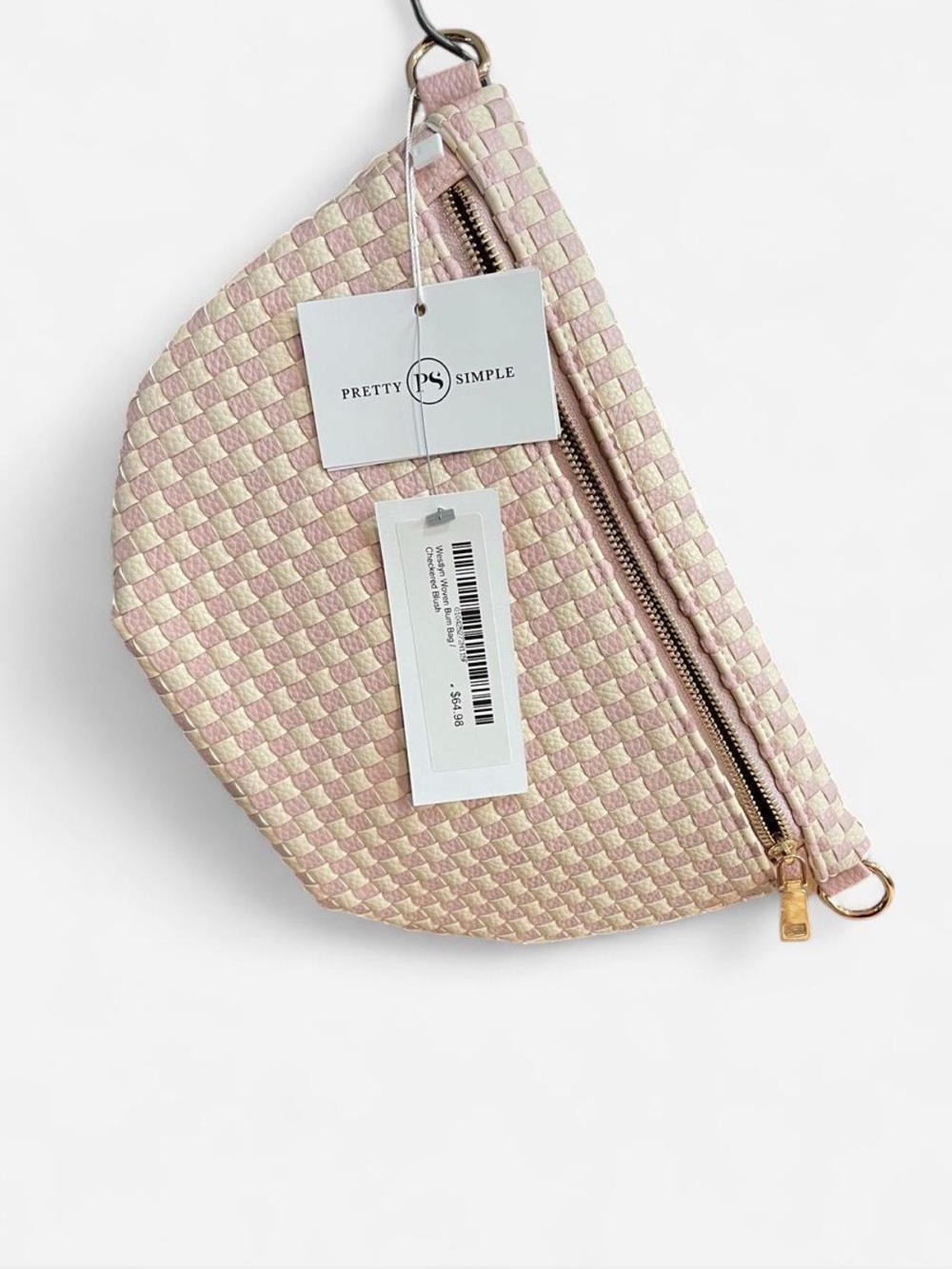 Pretty Simple Pink & Cream Woven Crossbody Bag